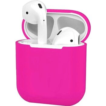 Betaalbare Hoesjes Hoes voor Apple AirPods Hoesje Case Siliconen Ultra Dun - Donker Roze