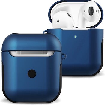 Betaalbare Hoesjes Hoesje Voor Apple AirPods Case Hard Cover - Donker Blauw