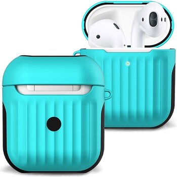 Hoesje Voor Apple AirPods Case Hoes Hard Cover Ribbels - Mint Groen