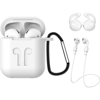 Betaalbare Hoesjes Hoes voor Apple AirPods 2 Hoesje Case 3-in-1 Siliconen Cover - Wit