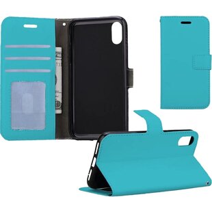 Apple iPhone Xs Max Hoesje Book Case Kunstleer Cover Hoes - Turquoise