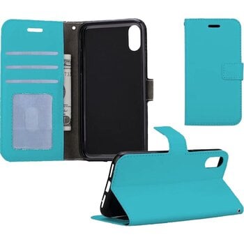 Betaalbare Hoesjes Apple iPhone Xs Max Hoesje Book Case Kunstleer Cover Hoes - Turquoise