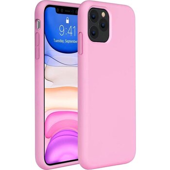 Betaalbare Hoesjes Apple iPhone 11 Pro Max Hoesje Siliconen Hoes Case Cover - Roze