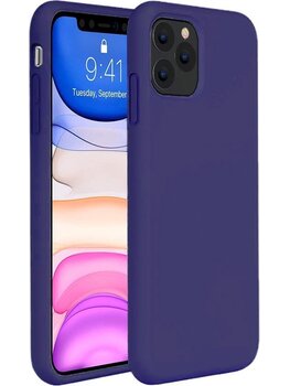 Apple iPhone 11 Pro Max Hoesje Siliconen Hoes Case Cover - Donkerblauw