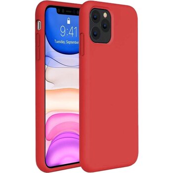 Apple iPhone 11 Pro Max Hoesje Siliconen Hoes Case Cover - Rood