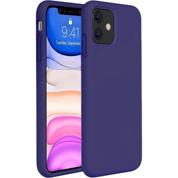 Betaalbare Hoesjes Apple iPhone 11 Hoesje Siliconen Hoes Case Cover - Donkerblauw