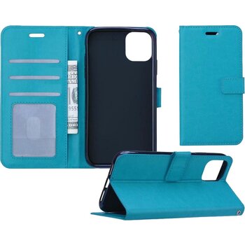 Betaalbare Hoesjes Apple iPhone 11 Pro Max Hoesje Book Case Kunstleer Cover Hoes - Turquoise