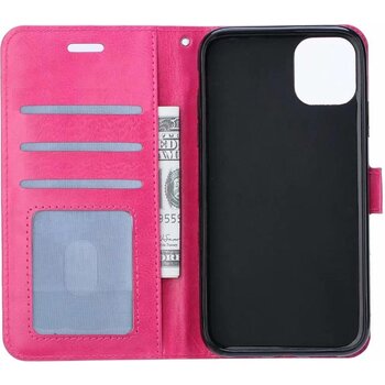 Apple iPhone 11 Pro Max Hoesje Book Case Kunstleer Cover Hoes - Donkerroze