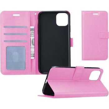 Betaalbare Hoesjes Apple iPhone 11 Hoesje Book Case Kunstleer Cover Hoes - Lichtroze