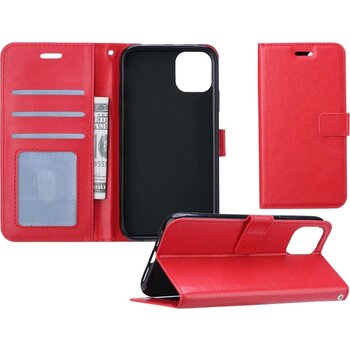 Betaalbare Hoesjes Apple iPhone 11 Hoesje Book Case Kunstleer Cover Hoes - Rood