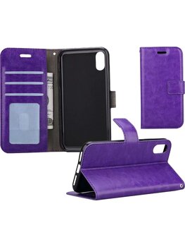 Apple iPhone X/10 Hoesje Book Case Kunstleer Cover Hoes - Paars