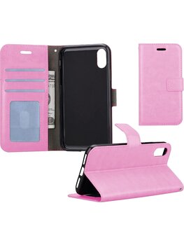 Apple iPhone X/10 Hoesje Book Case Kunstleer Cover Hoes - Lichtroze