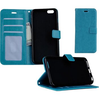 Betaalbare Hoesjes Apple iPhone 5/5s/SE Hoesje Book Case Kunstleer Cover Hoes - Turquoise