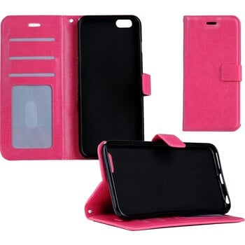 Betaalbare Hoesjes Apple iPhone 5/5s/SE Hoesje Book Case Kunstleer Cover Hoes - Donkerroze