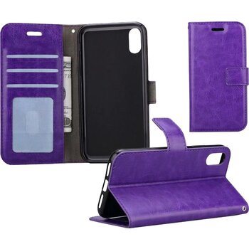 Apple iPhone X/10 Hoesje Book Case Kunstleer Cover Hoes - Paars