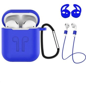 Hoes voor Apple AirPods 2 Hoesje Case 3-in-1 Siliconen Cover - Blauw