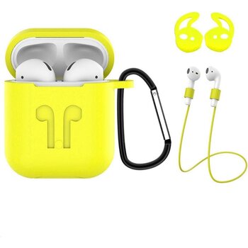 Betaalbare Hoesjes Hoes voor Apple AirPods 2 Hoesje Case 3-in-1 Siliconen Cover - Geel