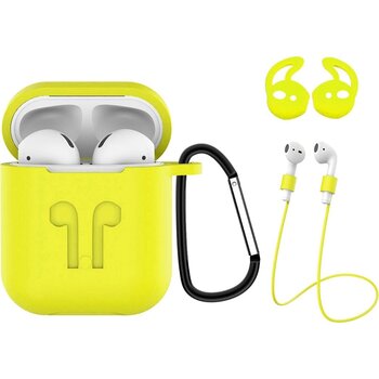 Hoes voor Apple AirPods 2 Hoesje Case 3-in-1 Siliconen Cover - Geel