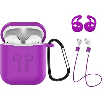 Betaalbare Hoesjes Hoes voor Apple AirPods 2 Hoesje Case 3-in-1 Siliconen Cover - Paars