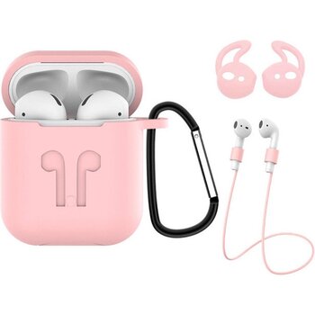 Hoes voor Apple AirPods Hoesje Case 3-in-1 Siliconen Cover - Lichtroze