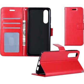 Betaalbare Hoesjes Samsung Galaxy A50 Hoesje Book Case Kunstleer Cover Hoes - Rood