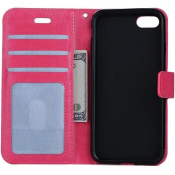 Apple iPhone 8 Hoesje Book Case Kunstleer Cover Hoes - Donkerroze