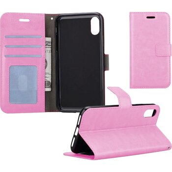 Apple iPhone X/10 Hoesje Book Case Kunstleer Cover Hoes - Lichtroze