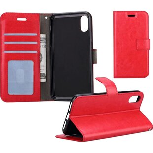Apple iPhone Xs Max Hoesje Book Case Kunstleer Cover Hoes - Rood