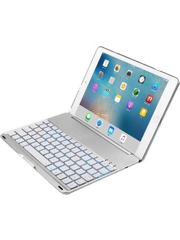 iPad Air 1/2017/2018 Hoesje Toetsenbord Hoes Luxe Keyboard Case Zilver