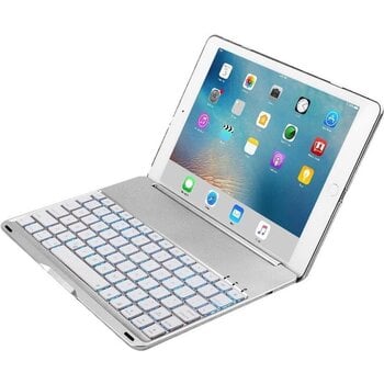 Betaalbare Hoesjes iPad 2018 Hoesje Toetsenbord Hoes Luxe Keyboard Case Cover - Zilver