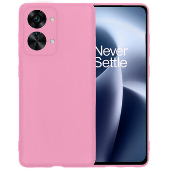 OnePlus Nord 2T Hoesje Siliconen Hoes Case Cover - Lichtroze