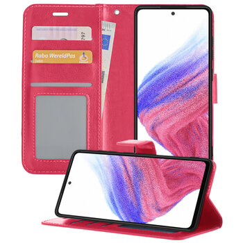 Samsung Galaxy A53 Hoesje Book Case Kunstleer Cover Hoes - Donkerroze