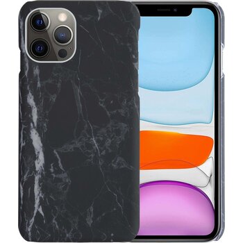 Betaalbare Hoesjes Apple iPhone 11 Pro Hoesje Marmer Telefoon Hoes Case Cover - Zwart