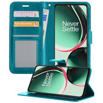 Betaalbare Hoesjes OnePlus Nord CE 3 Lite Hoesje Book Case Kunstleer Cover Hoes - Turquoise