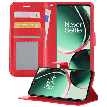 Betaalbare Hoesjes OnePlus Nord CE 3 Lite Hoesje Book Case Kunstleer Cover Hoes - Rood