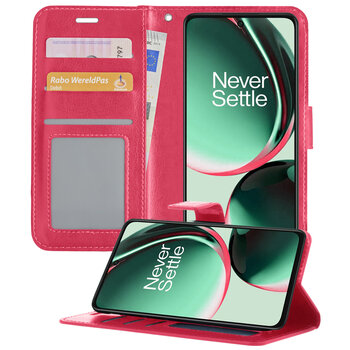 OnePlus Nord CE 3 Lite Hoesje Book Case Kunstleer Cover Hoes - Donkerroze