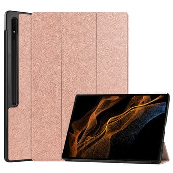 Betaalbare Hoesjes Samsung Galaxy Tab S9 Ultra Hoesje Book Case - Rose Goud