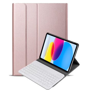 Betaalbare Hoesjes iPad 2022 Hoesje Toetsenbord Hoes Luxe Keyboard Case Cover (10,9 inch) - Rosé Goud