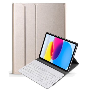 Betaalbare Hoesjes iPad 2022 Hoesje Toetsenbord Hoes Luxe Keyboard Case Cover (10,9 inch) - Goud