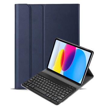 Betaalbare Hoesjes iPad 2022 Hoesje Toetsenbord Hoes Luxe Keyboard Case Cover (10,9 inch) - Donkerblauw