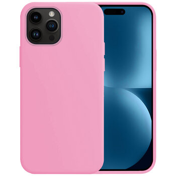 Betaalbare Hoesjes Apple iPhone 15 Pro Hoesje Siliconen Hoes Case Cover - Lichtroze