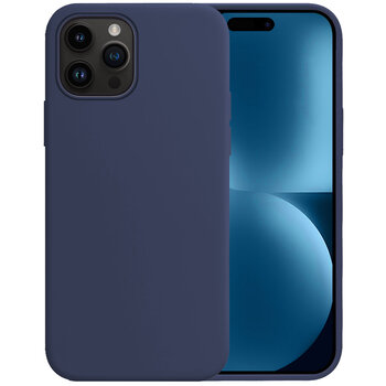 Apple iPhone 15 Pro Max Hoesje Siliconen Hoes Case Cover - Donkerblauw
