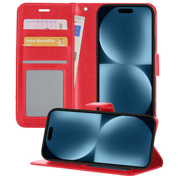Apple iPhone 15 Plus Hoesje Book Case Kunstleer Cover Hoes - Rood