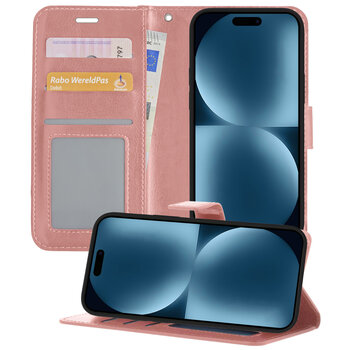 Apple iPhone 15 Plus Hoesje Book Case Kunstleer Cover Hoes - Rose Goud