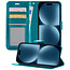 Apple iPhone 15 Pro Max Hoesje Book Case Kunstleer Cover Hoes - Turquoise