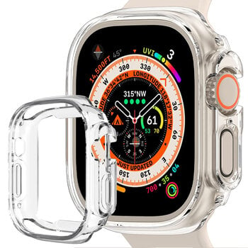 Betaalbare Hoesjes Siliconen Hoes Geschikt voor Apple Watch Ultra 2 Hoesje Cover Case - Hoesje Geschikt voor Apple Watch Ultra 2 (49 mm) Hoes Siliconen Case - Transparant