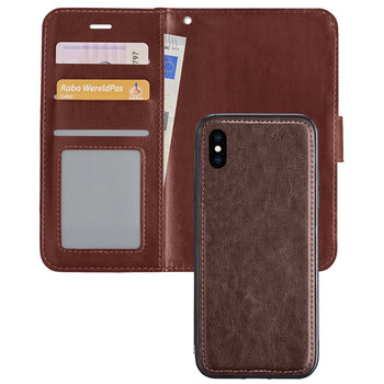 Betaalbare Hoesjes iPhone X/10 Hoesje Book Case Kunstleer Cover Hoes - Bruin