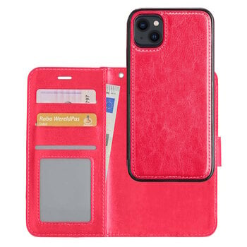 Betaalbare Hoesjes iPhone 13 Mini Book Case Kunstleer Cover Hoes - Donkerroze