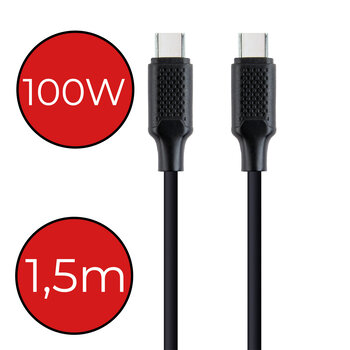 USB-C Kabels Oplaadkabel (100W) Datakabel USB C Kabel - USB C naar USB C Kabel - USB C Oplader - 1.5 meter - Zwart
