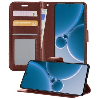 Betaalbare Hoesjes OnePlus Nord 3 Hoesje Book Case Kunstleer Cover Hoes - Bruin